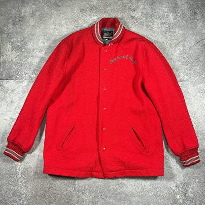 Whiting 60s 70s Red Wool Varsity Jacket Made in USA Size L