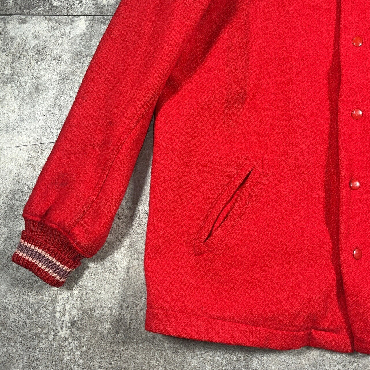 Whiting 60s 70s Red Wool Varsity Jacket Made in USA Size L