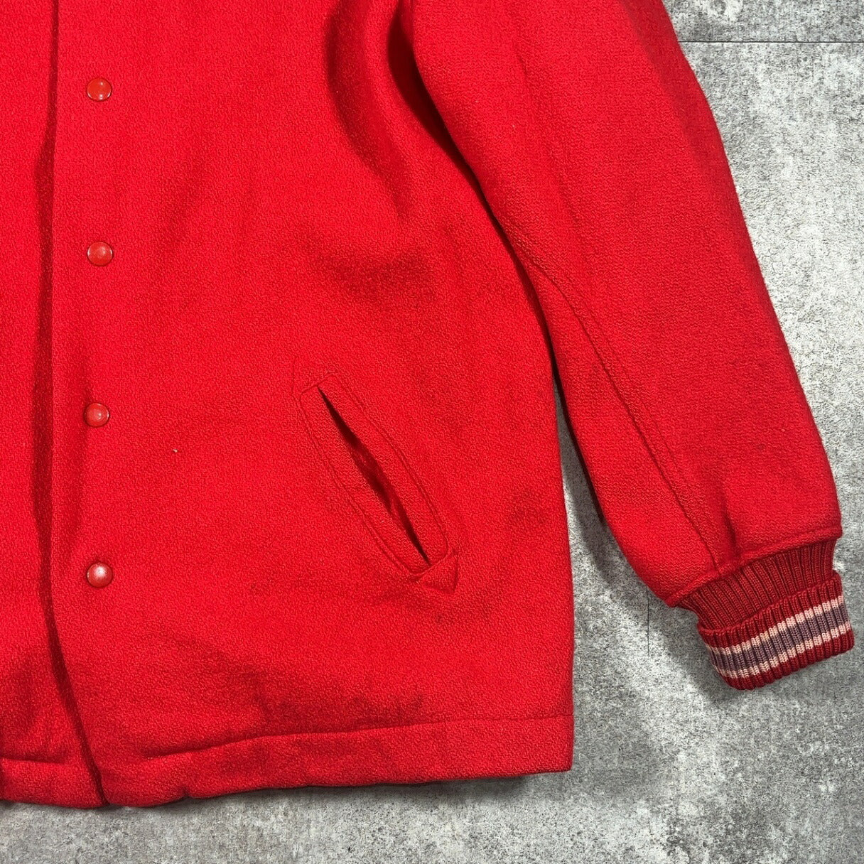 Whiting 60s 70s Red Wool Varsity Jacket Made in USA Size L