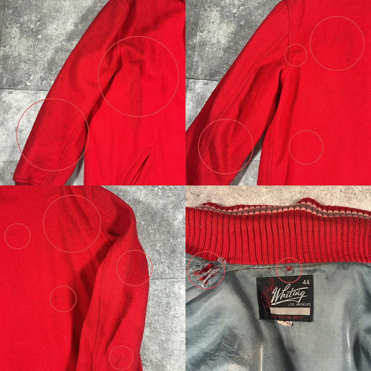 Whiting 60s 70s Red Wool Varsity Jacket Made in USA Size L