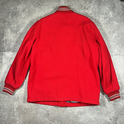 Whiting 60s 70s Red Wool Varsity Jacket Made in USA Size L