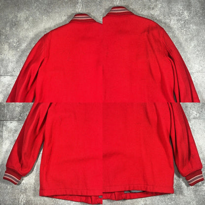 Whiting 60s 70s Red Wool Varsity Jacket Made in USA Size L