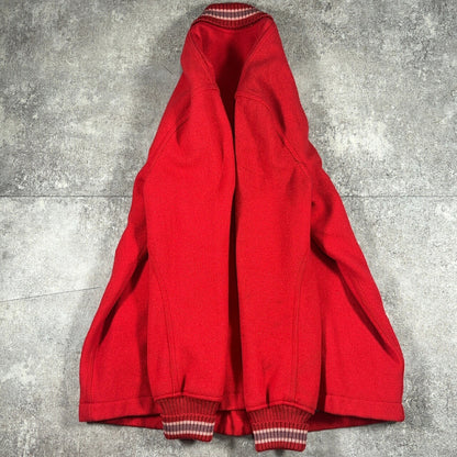 Whiting 60s 70s Red Wool Varsity Jacket Made in USA Size L