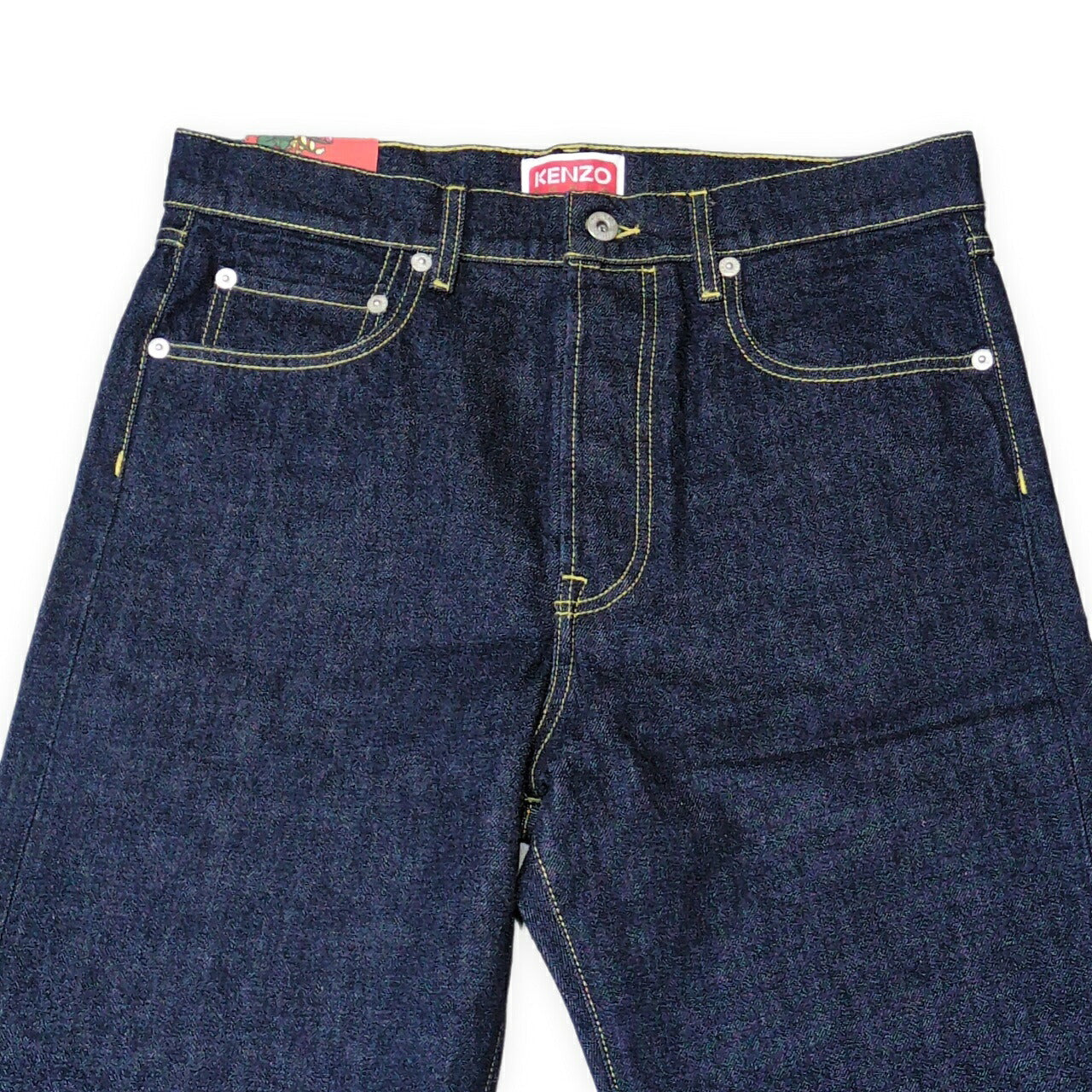KENZO NIGO Asagao Motif Straight Jeans Blue Cotton Size US31