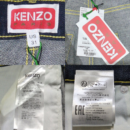 KENZO NIGO Asagao Motif Straight Jeans Blue Cotton Size US31