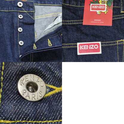 KENZO NIGO Asagao Motif Straight Jeans Blue Cotton Size US31