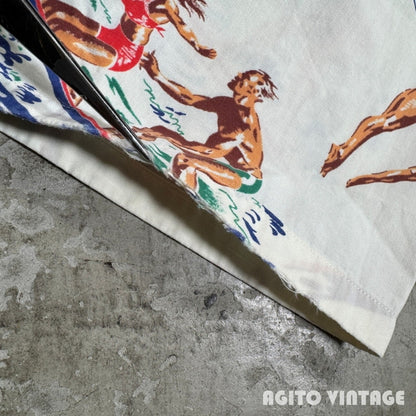 McGREGOR 40s Cotton Marine Print Hawaiian Shirt Size L