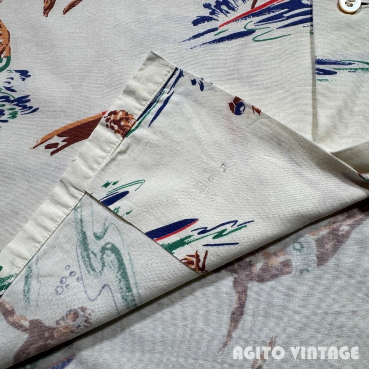 McGREGOR 40s Cotton Marine Print Hawaiian Shirt Size L