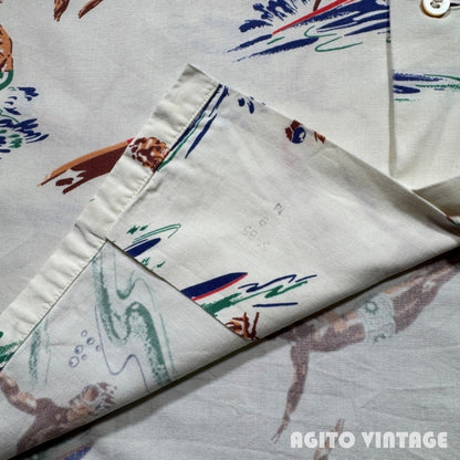 McGREGOR 40s Cotton Marine Print Hawaiian Shirt Size L
