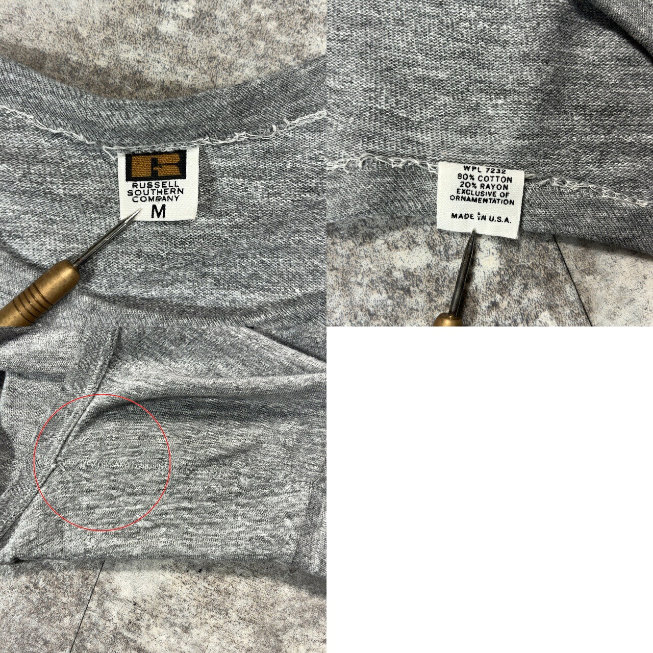RUSSELL 60s Vintage Black Tag Heather Gray T-Shirt Size M