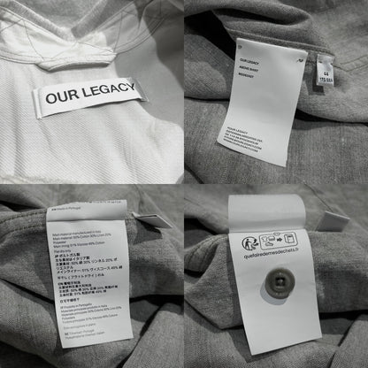 OUR LEGACY 26SS Shadow Stripe Regular Shirt Gray Size 44