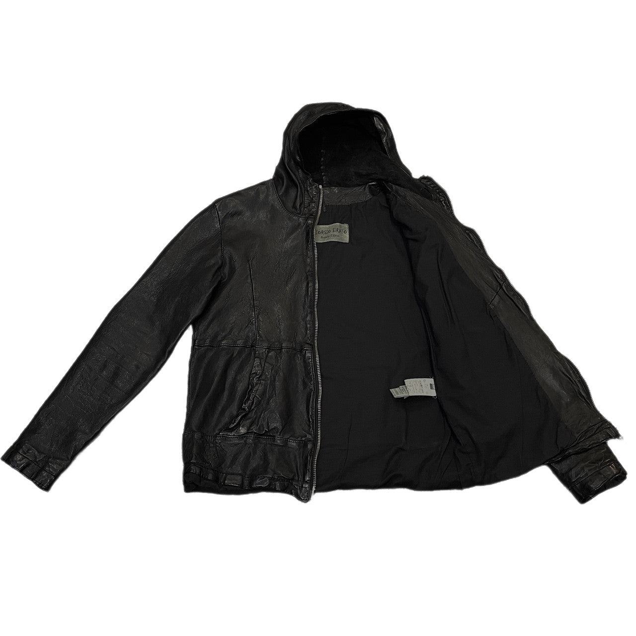 GIORGIO BRATO 17SS Lamb Leather Hooded Jacket Size 46