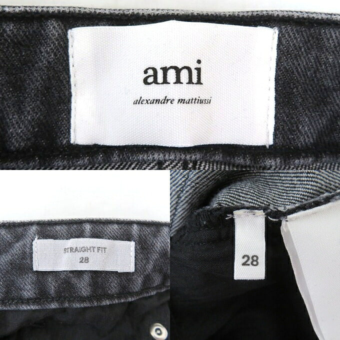 AMI PARIS Straight Black Denim Pants Size 28
