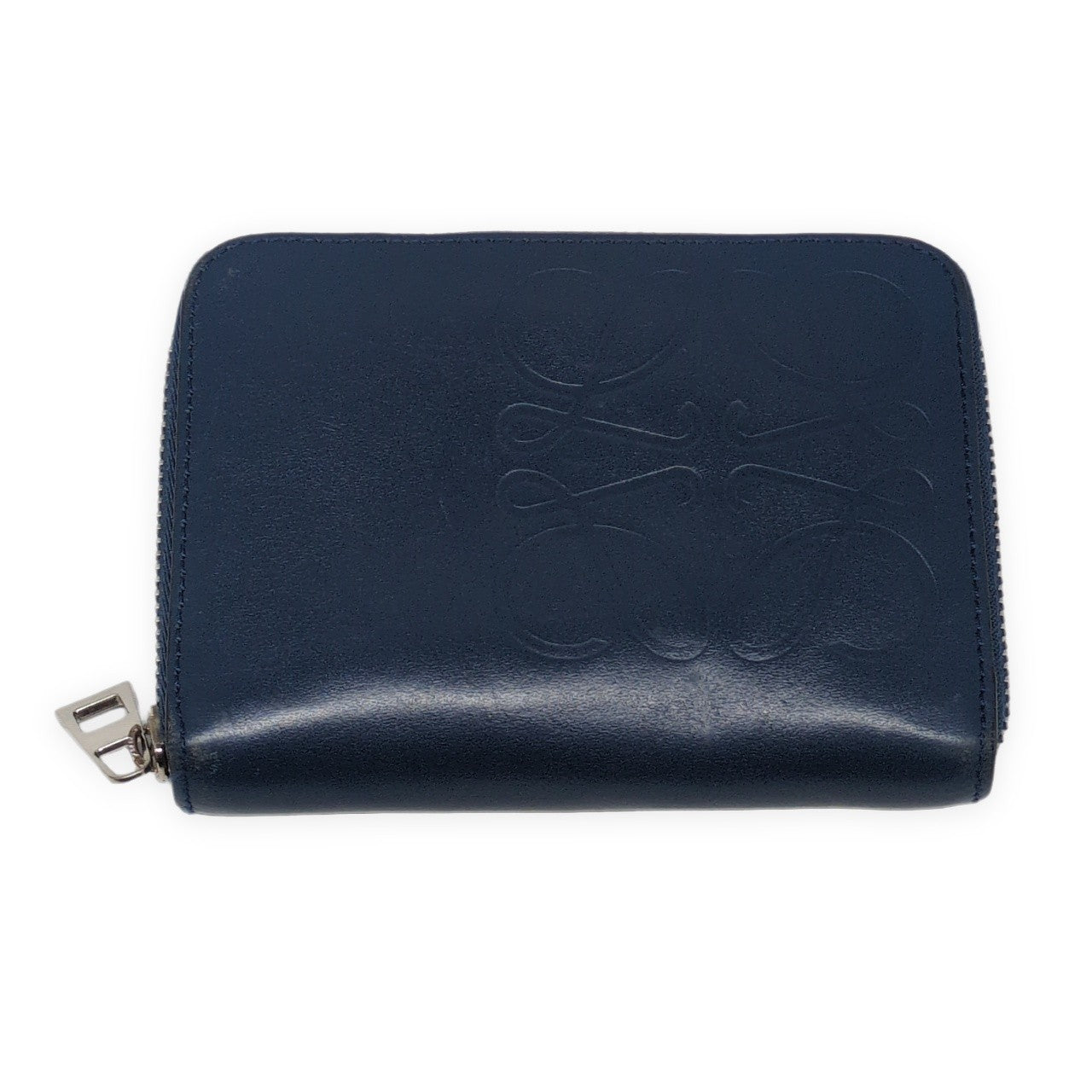 LOEWE Blue Leather 6 Card Zip Wallet Size ONE SIZE