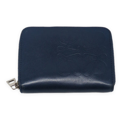 LOEWE Blue Leather 6 Card Zip Wallet Size ONE SIZE