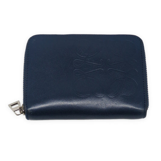 LOEWE Blue Leather 6 Card Zip Wallet Size ONE SIZE