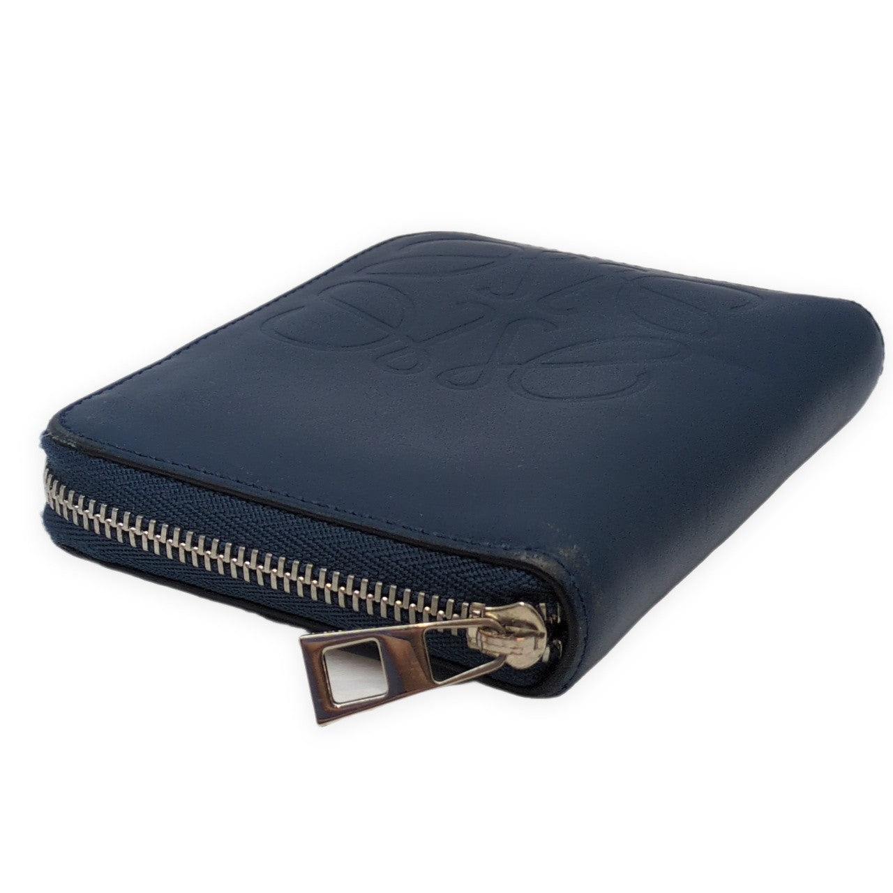 LOEWE Blue Leather 6 Card Zip Wallet Size ONE SIZE