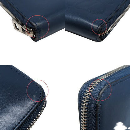 LOEWE Blue Leather 6 Card Zip Wallet Size ONE SIZE