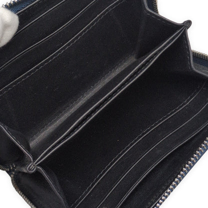 LOEWE Blue Leather 6 Card Zip Wallet Size ONE SIZE