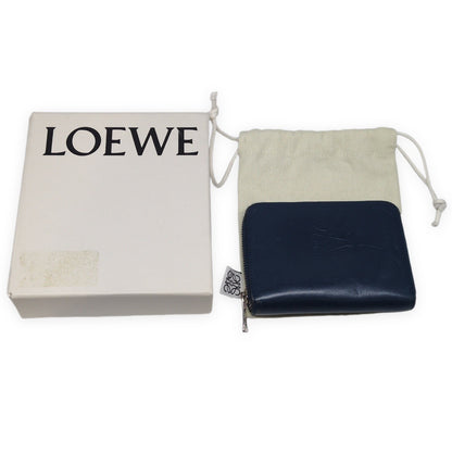LOEWE Blue Leather 6 Card Zip Wallet Size ONE SIZE