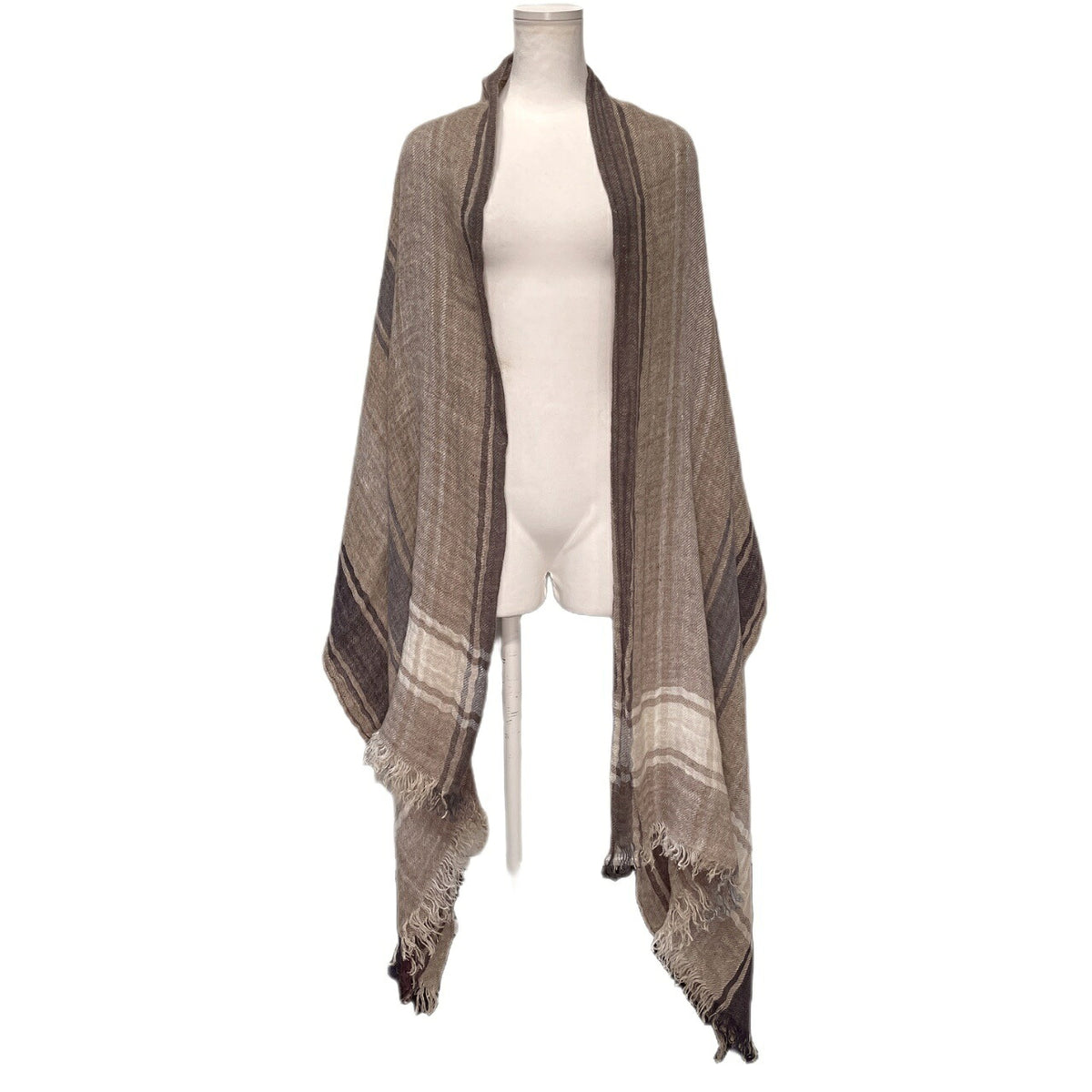 Brunello Cucinelli Linen Check Stole Beige