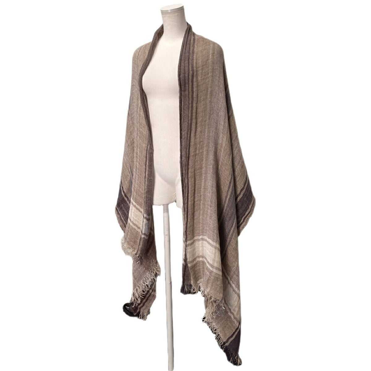Brunello Cucinelli Linen Check Stole Beige