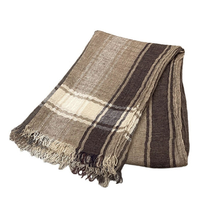 Brunello Cucinelli Linen Check Stole Beige