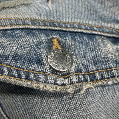 DOLCE Vintage Rhinestone Distressed Denim Jacket Size 36