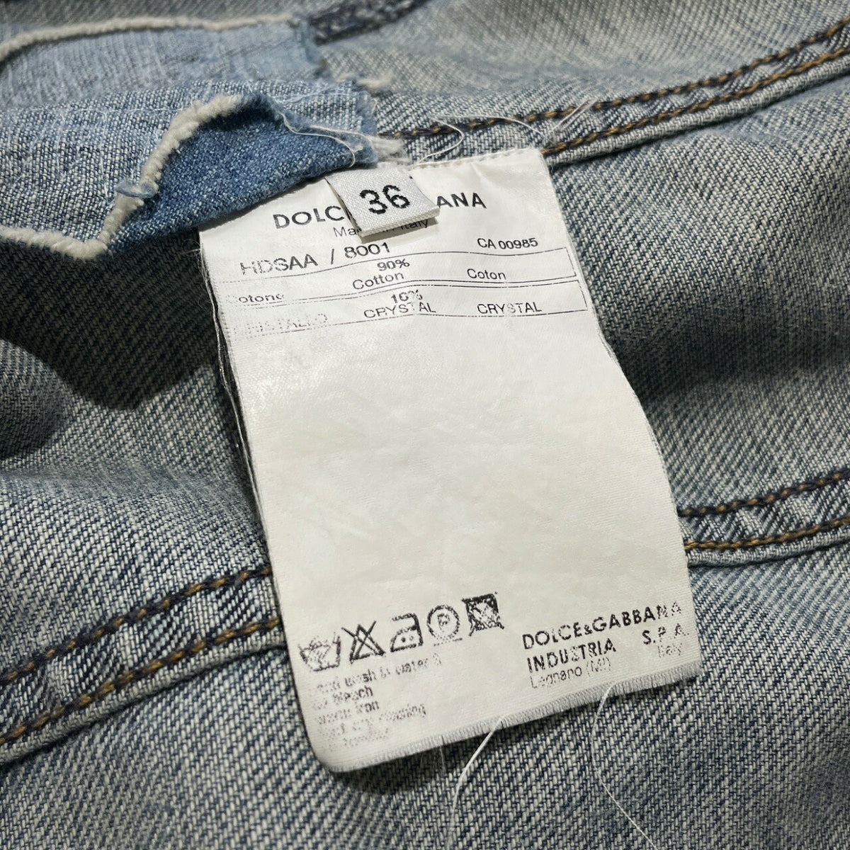 DOLCE Vintage Rhinestone Distressed Denim Jacket Size 36