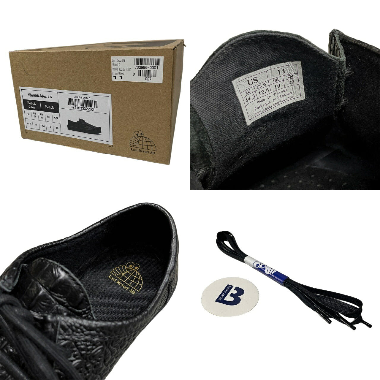 Last Resort AB MOC LO Black Croc Embossed Leather Size 29cm