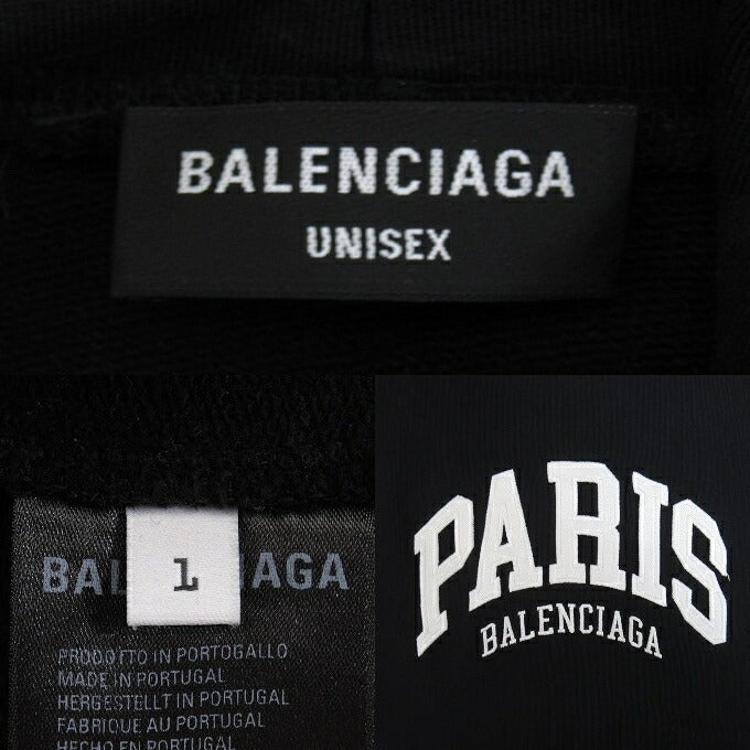 BALENCIAGA 22SS Cities Paris Logo Hoodie Black Size L