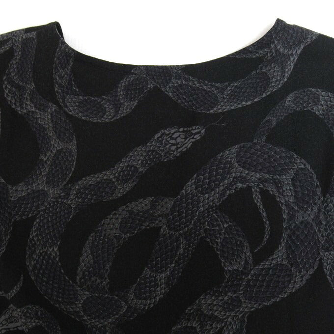 CALEE 24SS Snake Pattern Key Neck Sweatshirt Black Size L