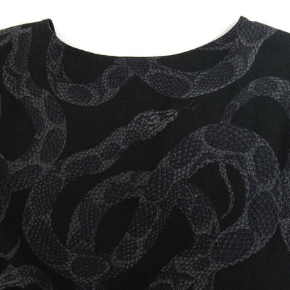 CALEE 24SS Snake Pattern Key Neck Sweatshirt Black Size L
