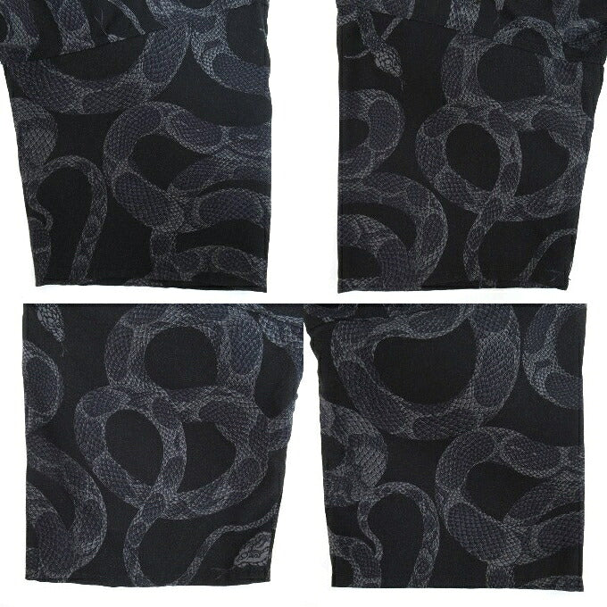 CALEE 24SS Snake Pattern Key Neck Sweatshirt Black Size L