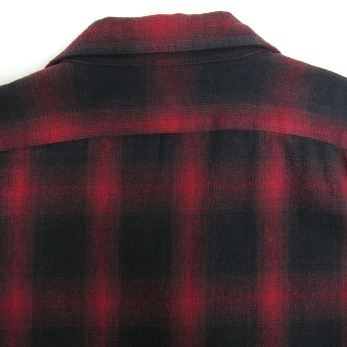 WAX Ombre Check Open Collar Shirt Red/Black Size M