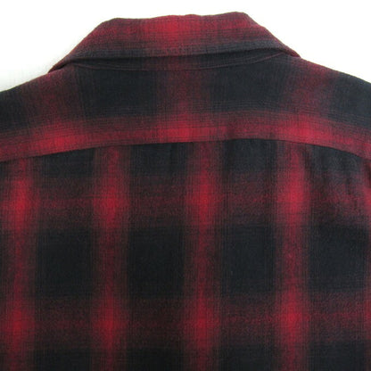 WAX Ombre Check Open Collar Shirt Red/Black Size M