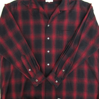 WAX Ombre Check Open Collar Shirt Red/Black Size M