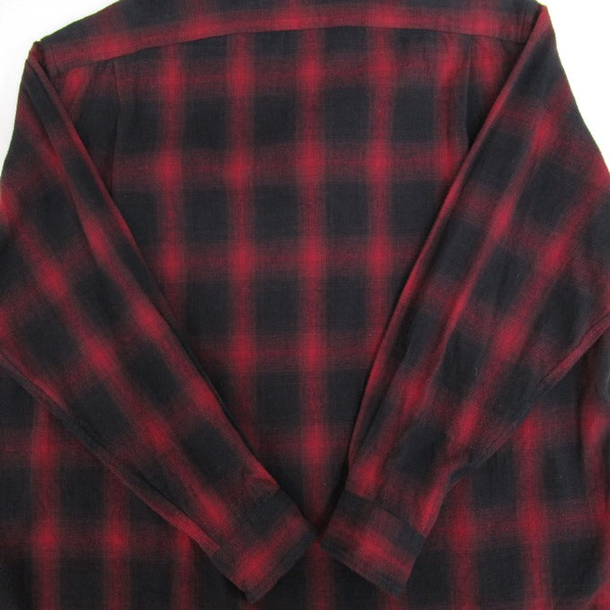 WAX Ombre Check Open Collar Shirt Red/Black Size M