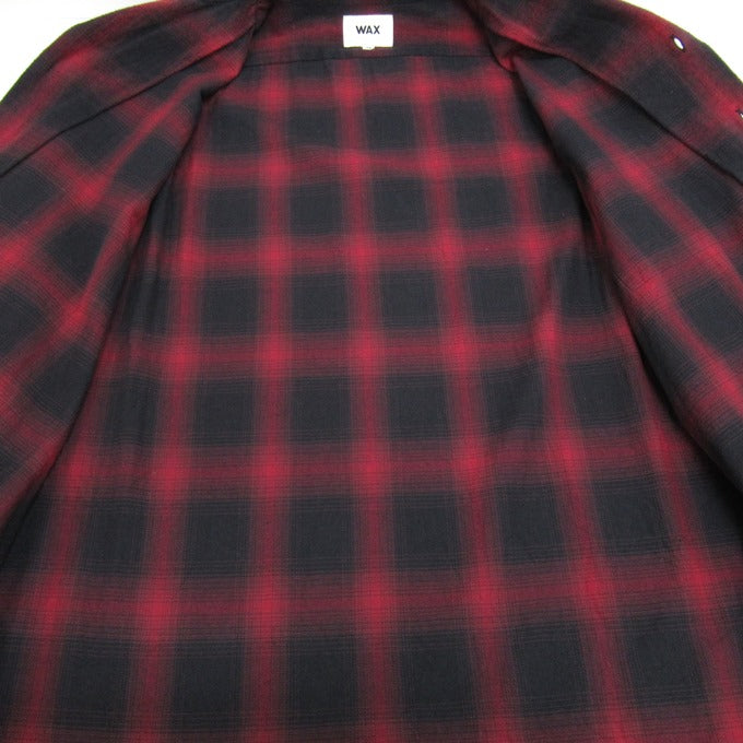 WAX Ombre Check Open Collar Shirt Red/Black Size M
