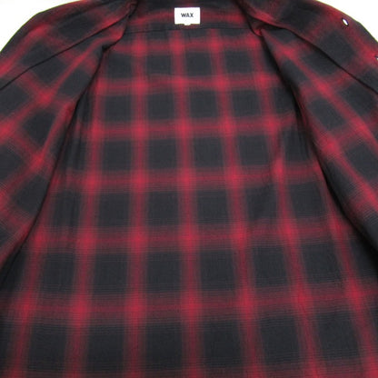 WAX Ombre Check Open Collar Shirt Red/Black Size M