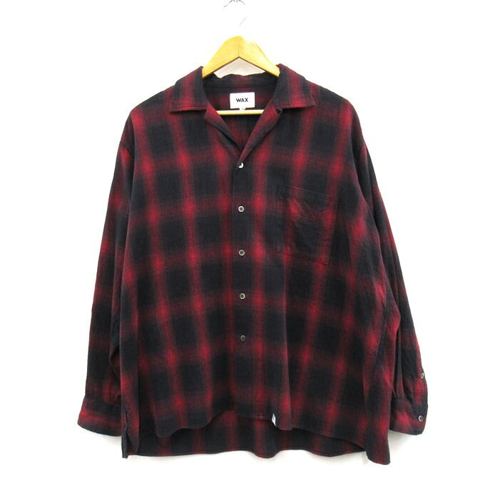 WAX Ombre Check Open Collar Shirt Red/Black Size M
