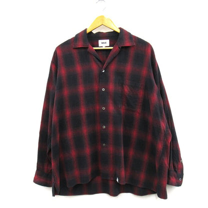 WAX Ombre Check Open Collar Shirt Red/Black Size M