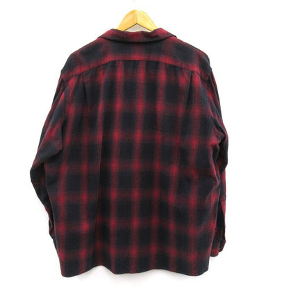 WAX Ombre Check Open Collar Shirt Red/Black Size M