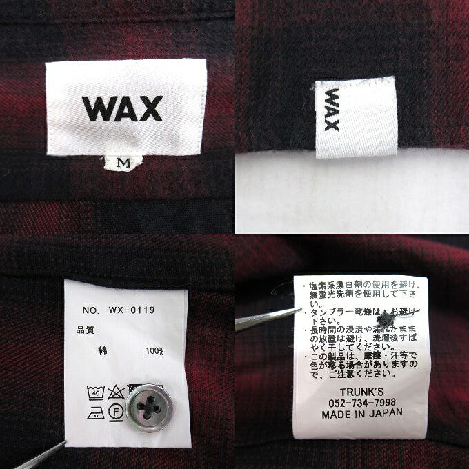 WAX Ombre Check Open Collar Shirt Red/Black Size M