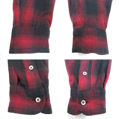WAX Ombre Check Open Collar Shirt Red/Black Size M