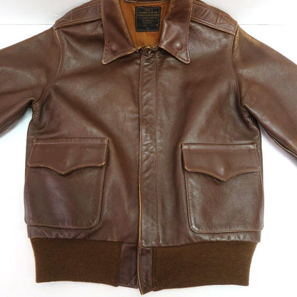 THE REAL McCOY'S Type A-2 Leather Flight Jacket Brown Size M