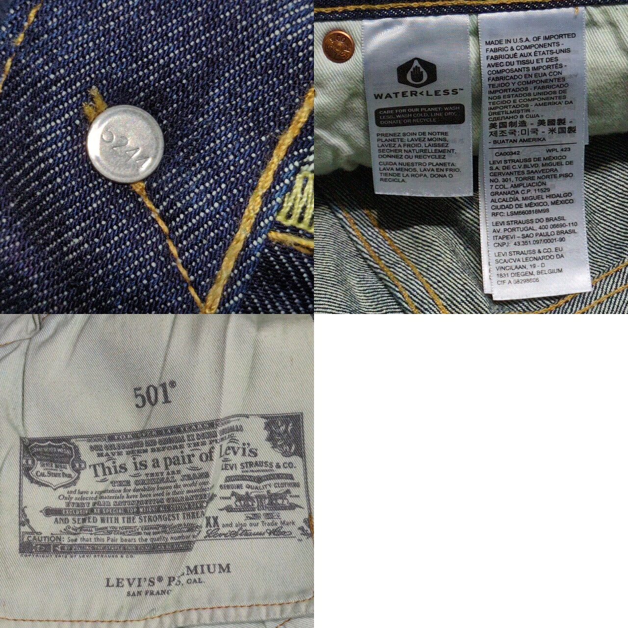 Levi's PREMIUM 501 00501-2453 USA Straight Jeans Size W30