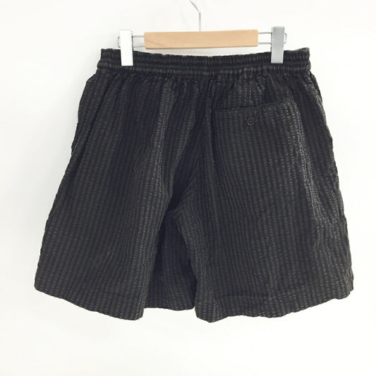 KAPTAIN SUNSHINE Seersucker Wide Shorts Black Brown Size 34