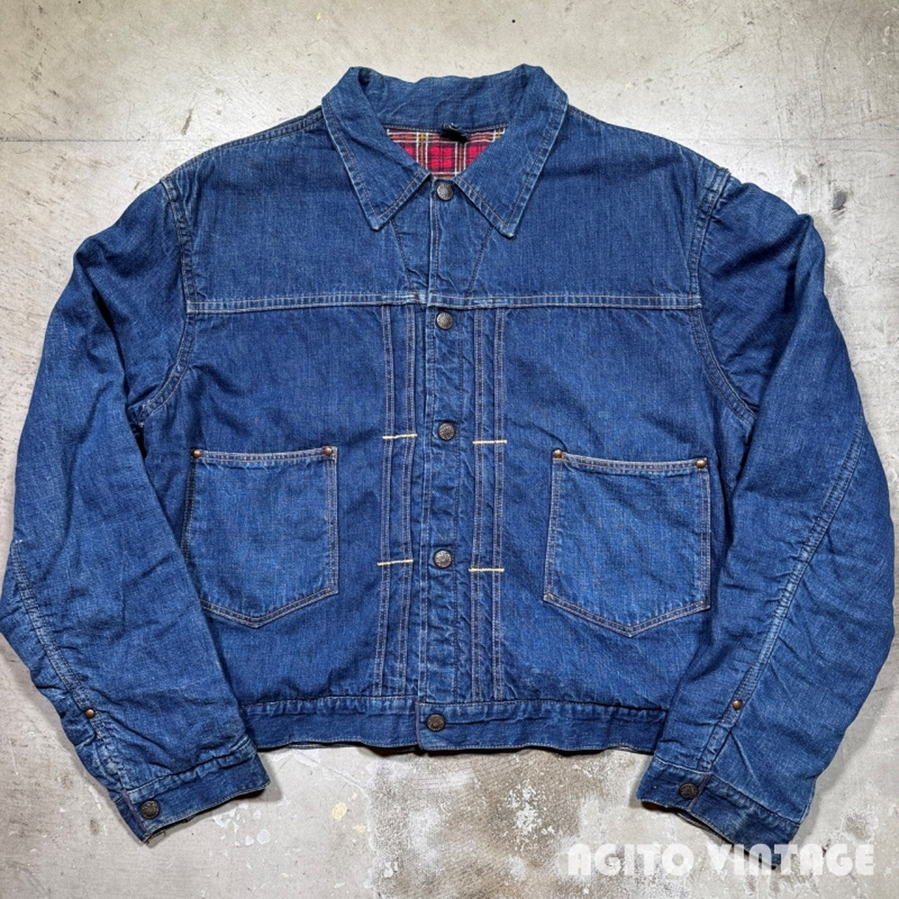 Unknown 60s 2nd Type Flannel Lined Denim Jacket Blue Size XL