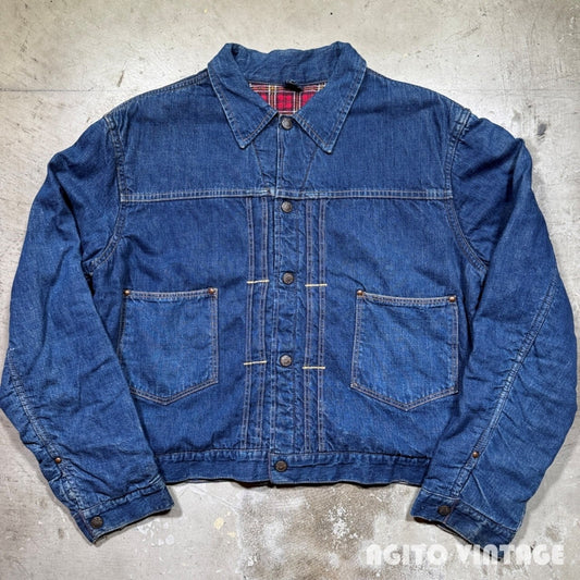 Unknown 60s 2nd Type Flannel Lined Denim Jacket Blue Size XL